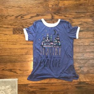 “Imagine and Explore” royal Purple t-shirt, youthL